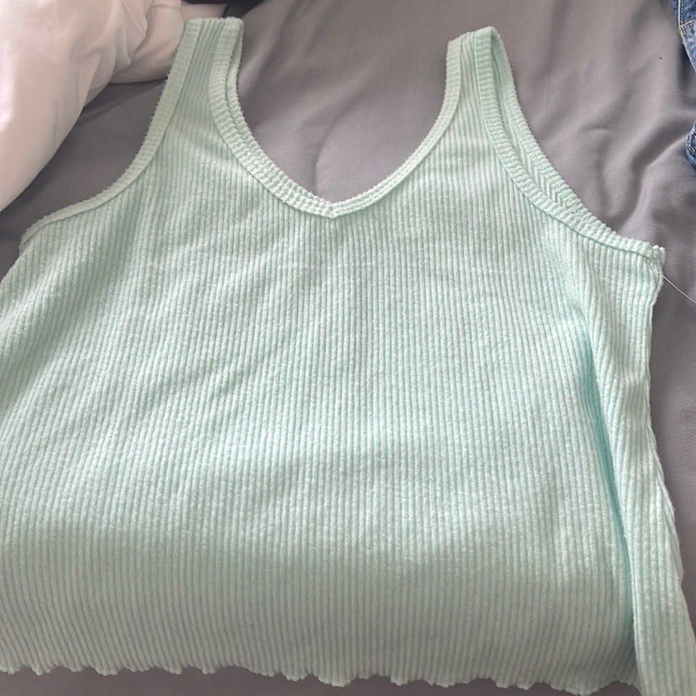 Mint ribbed tank top